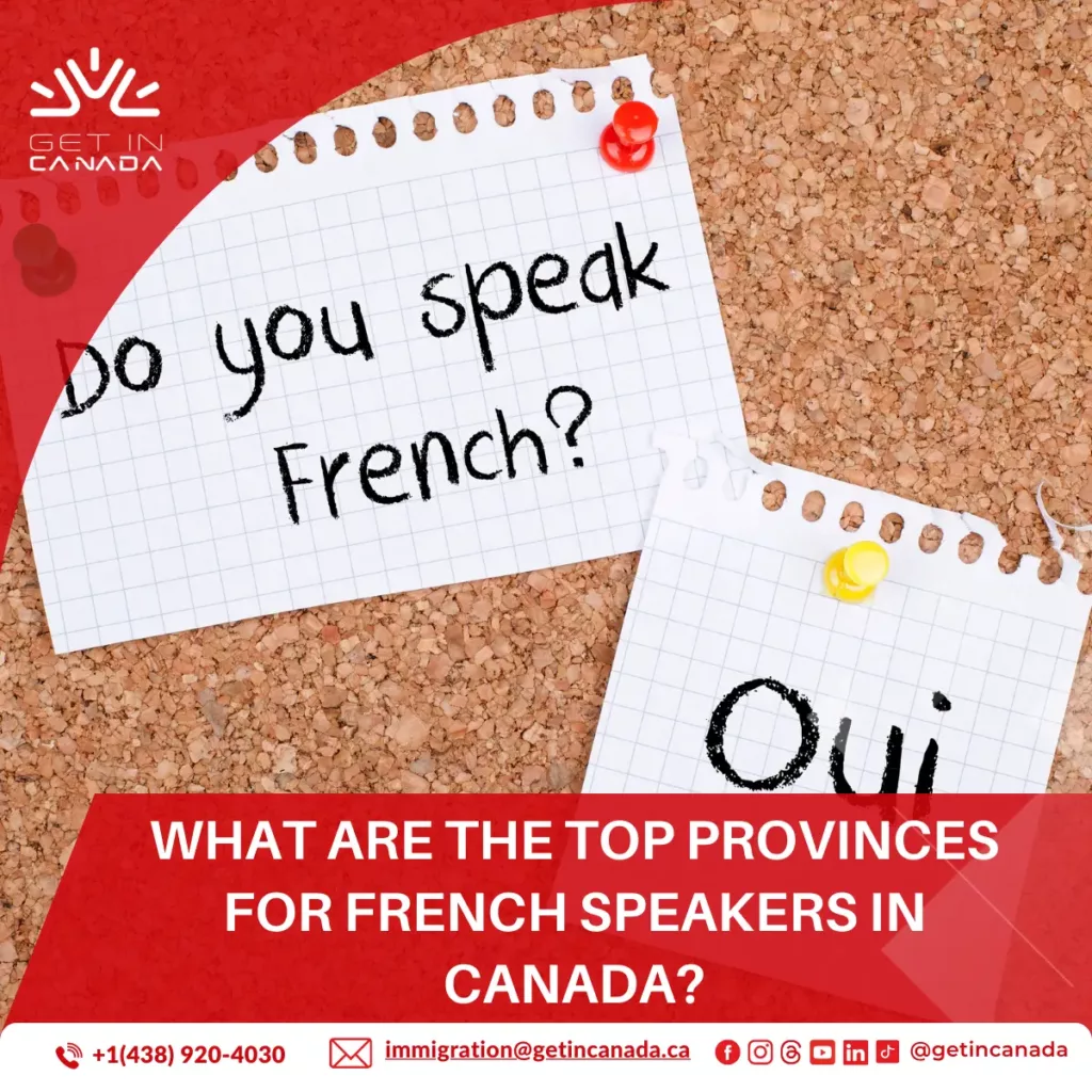 What are the top provinces for French speakers in Canada?
